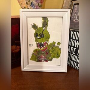 Vibrant FNAF Character Illustration in White 5x7 Frame